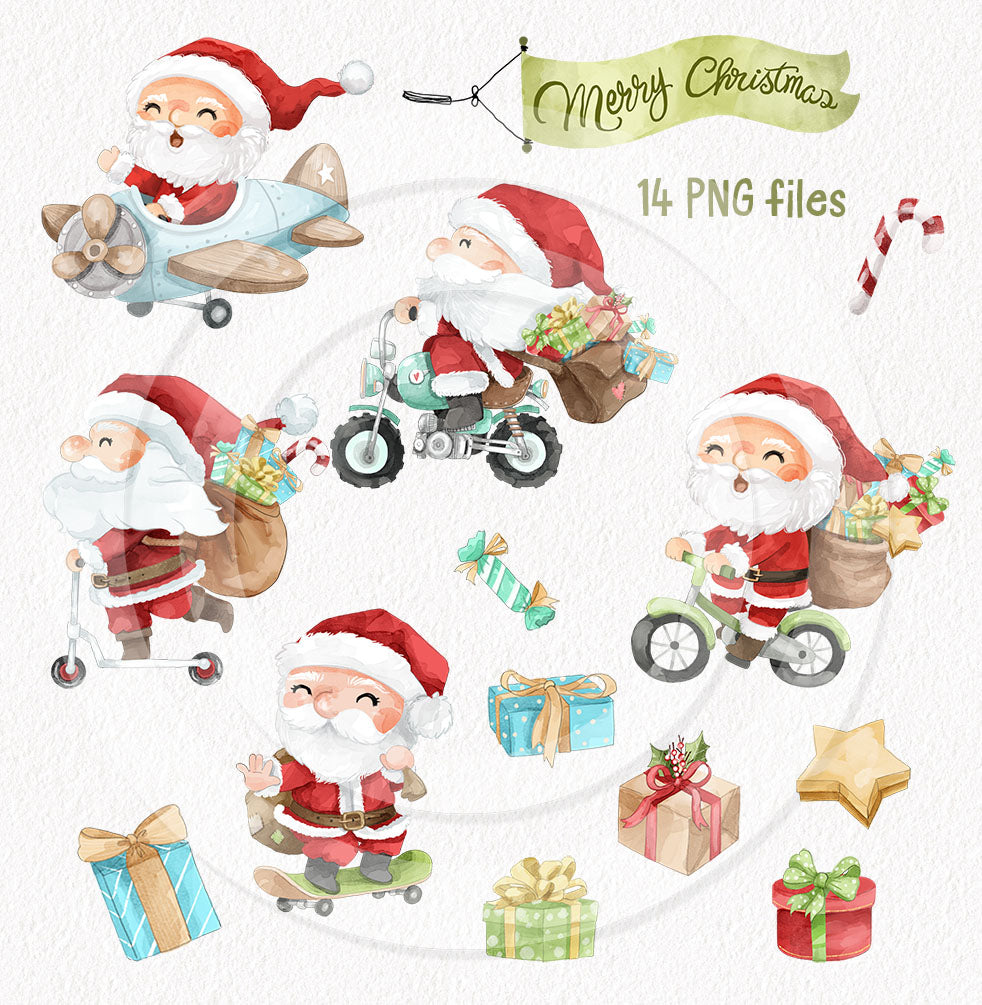 Cute Santa clipart, Christmas clipart ,instant download PNG file - 300 dpi
