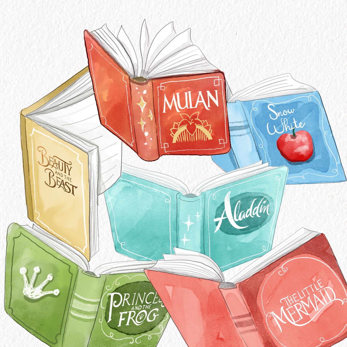 Cute animals reading book clipart set1, Hand drawn clipart, PNG file - 300 dpi