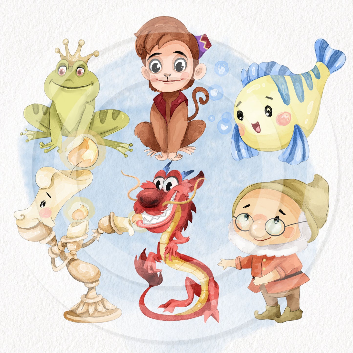 Cute animals reading book clipart set1, Hand drawn clipart, PNG file - 300 dpi