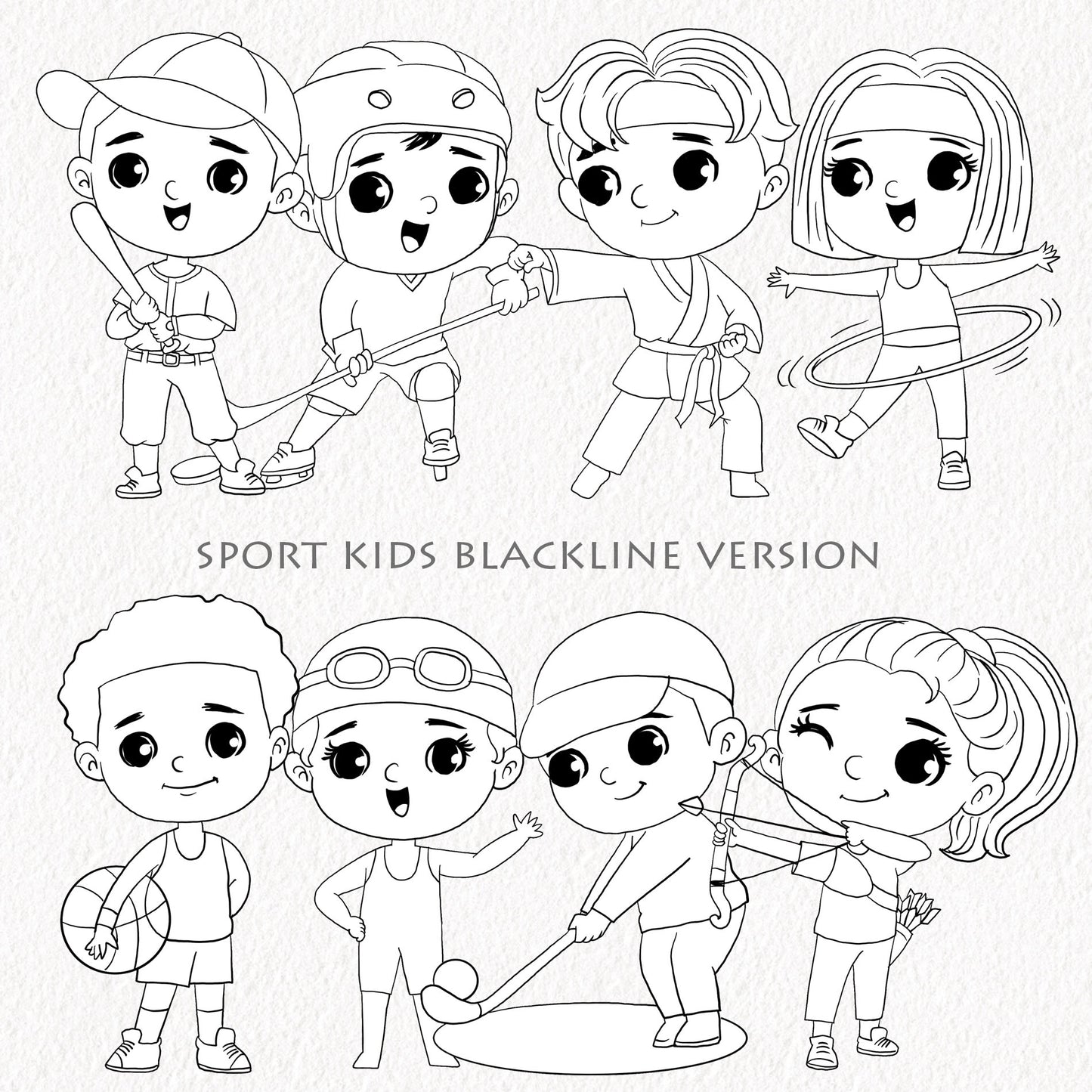Sport Kids set 1, Kids Sport clipart, Hand drawn clipart, PNG files.