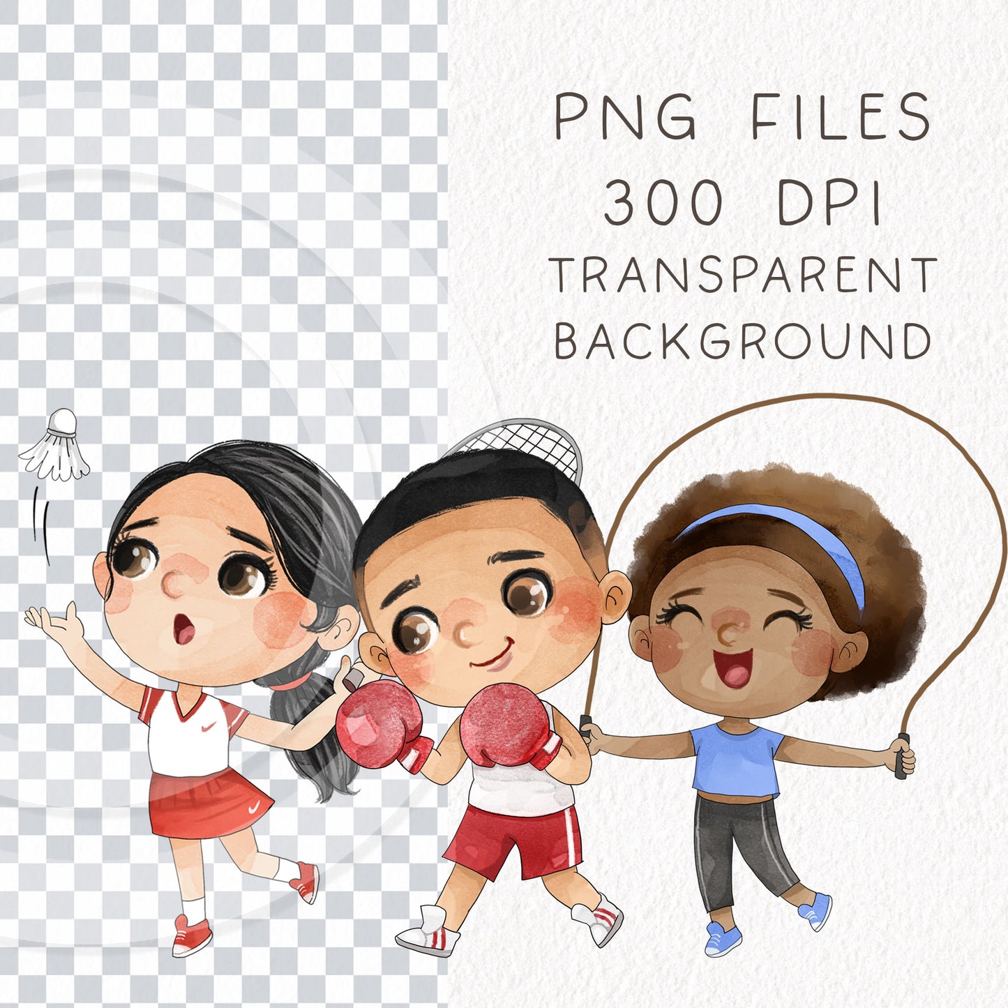 Sport Kids set 2, Kids Sport clipart, Hand drawn clipart, PNG files.