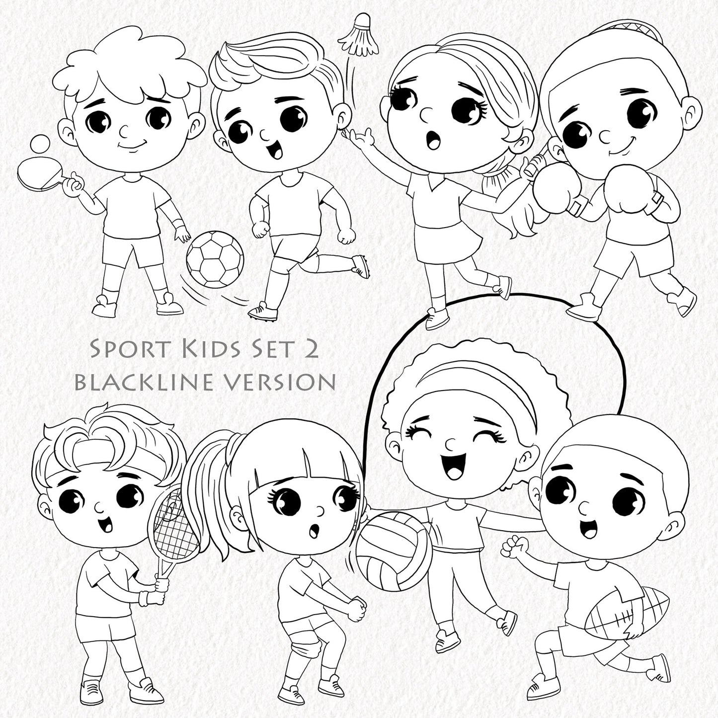 Sport Kids set 2, Kids Sport clipart, Hand drawn clipart, PNG files.