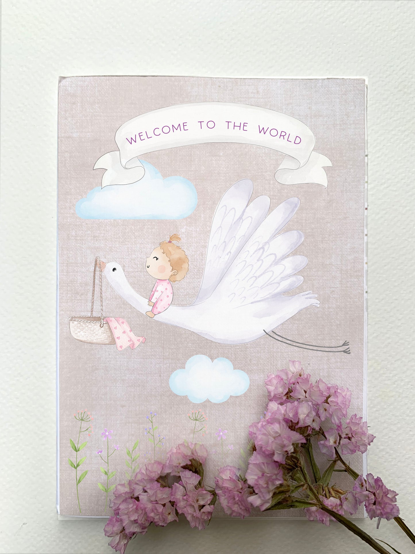 Welcome Baby Watercolor Clipart , Stork baby shower clipart PNG files.