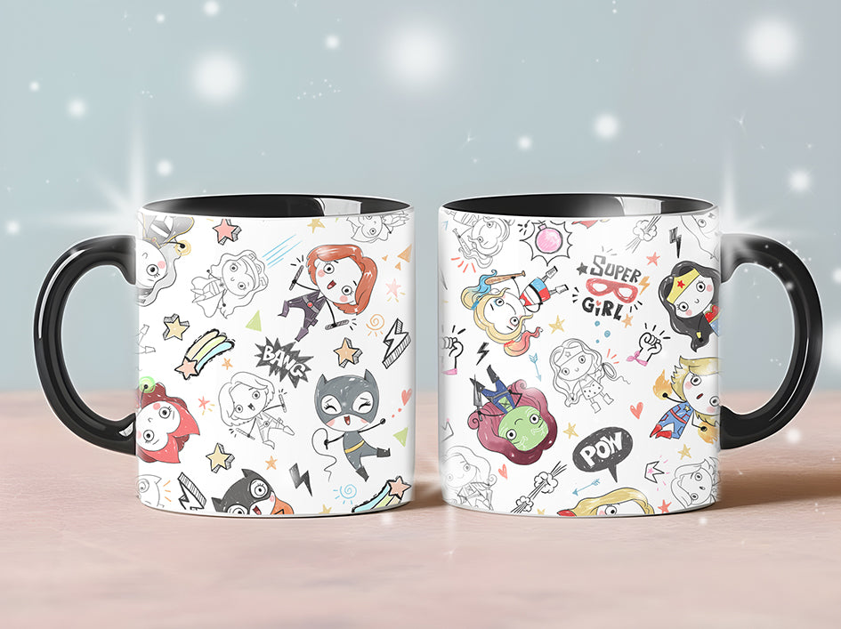 Super girls Hand Drawn ,doodle clipart, Seamless Pattern, instant download PNG file - 300 dpi