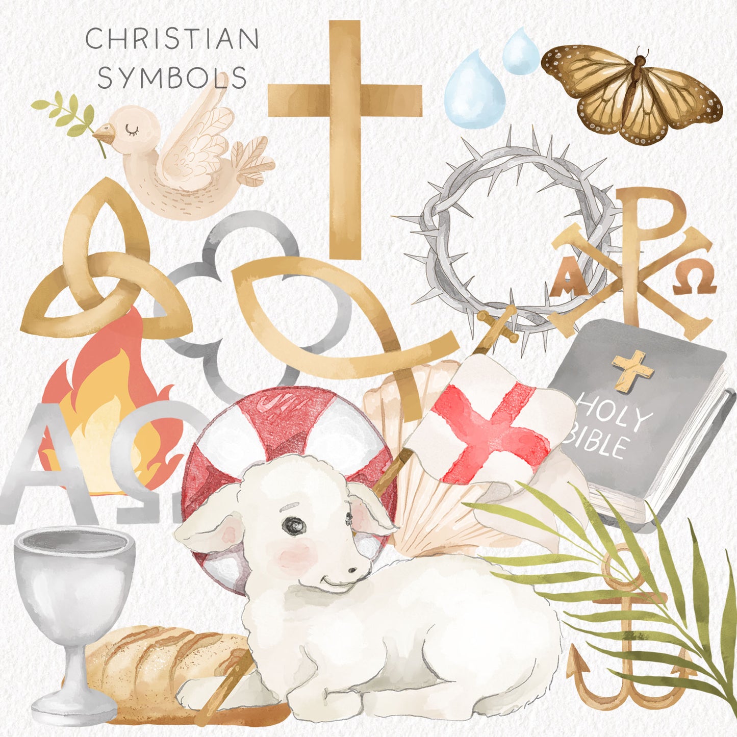 Christian Symbols Clipart PNG files 300 dpi. Religion, Bible stories Clipart PNG files
