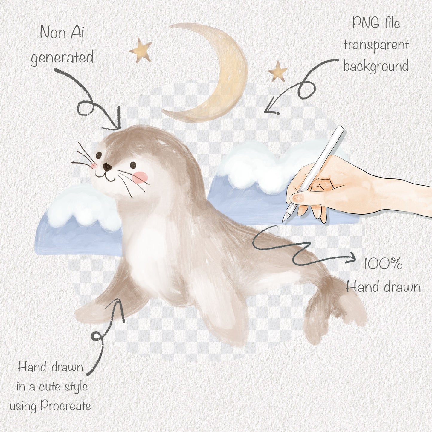 Winter animals clipart, winter clipart, instant download PNG file - 300 dpi