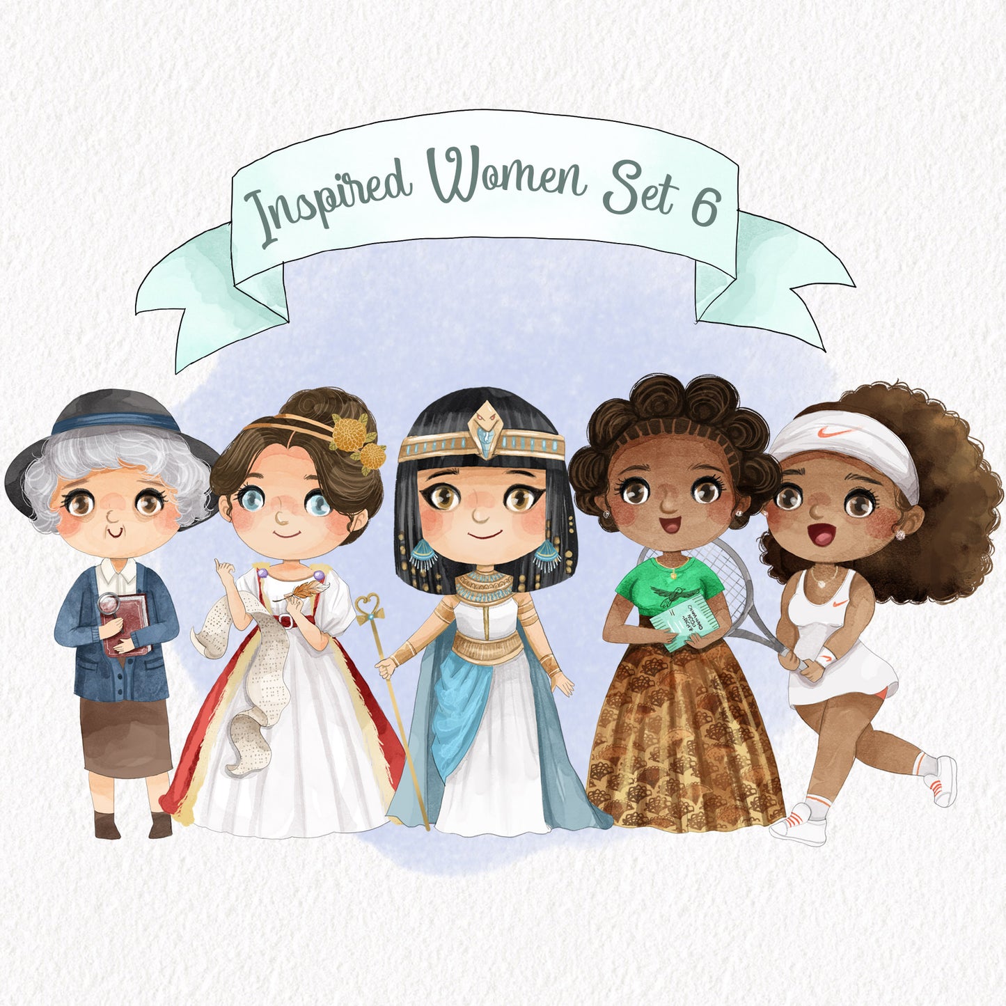 inspired women Clipart set 6 instant download PNG file - 300 dpi