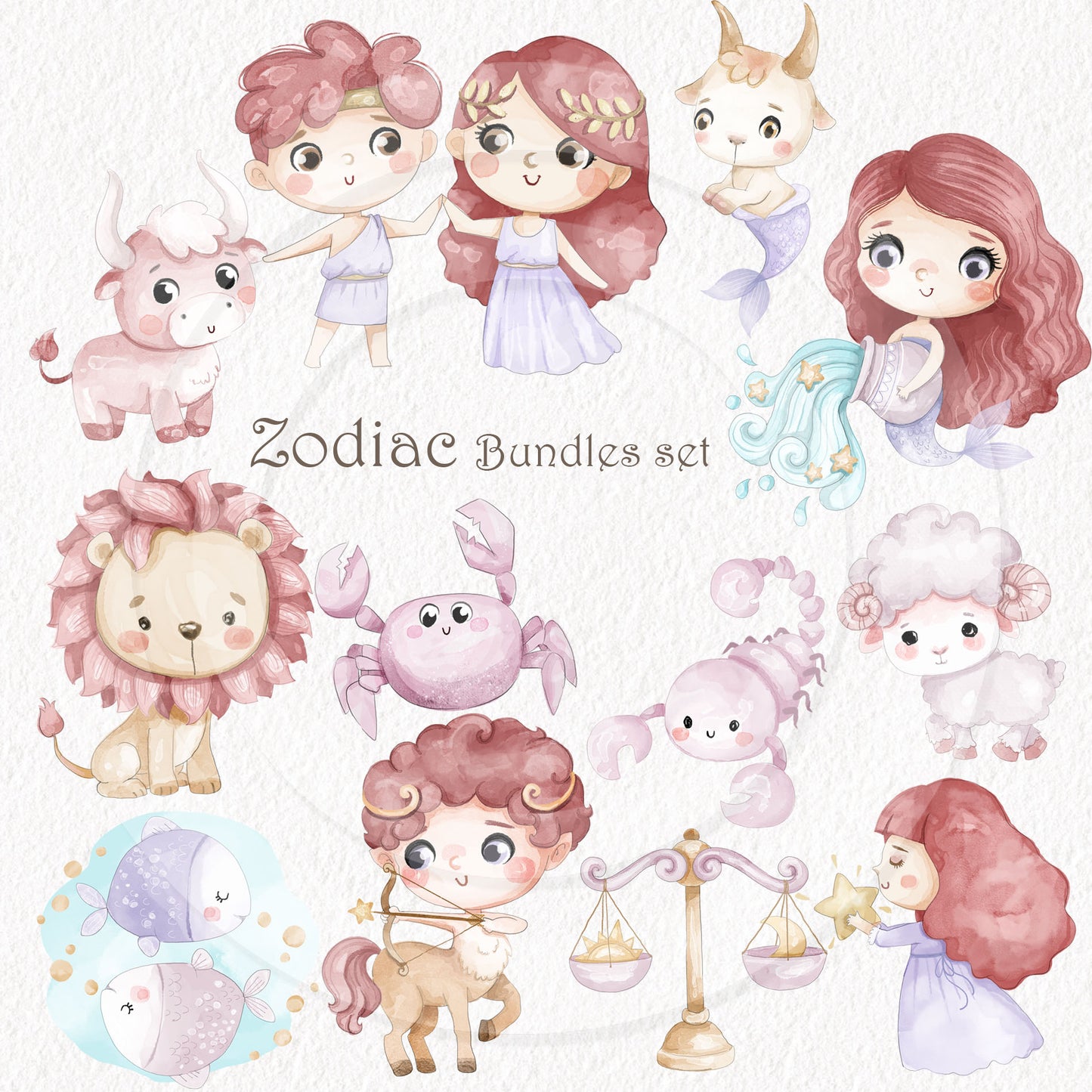 Zodiac Clipart bundles set, instant download PNG file - 300 dpi