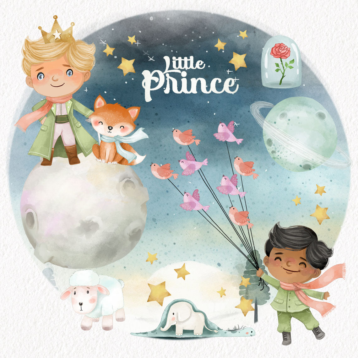 Cute little prince ClipArt, Hand drawn clipart PNG files