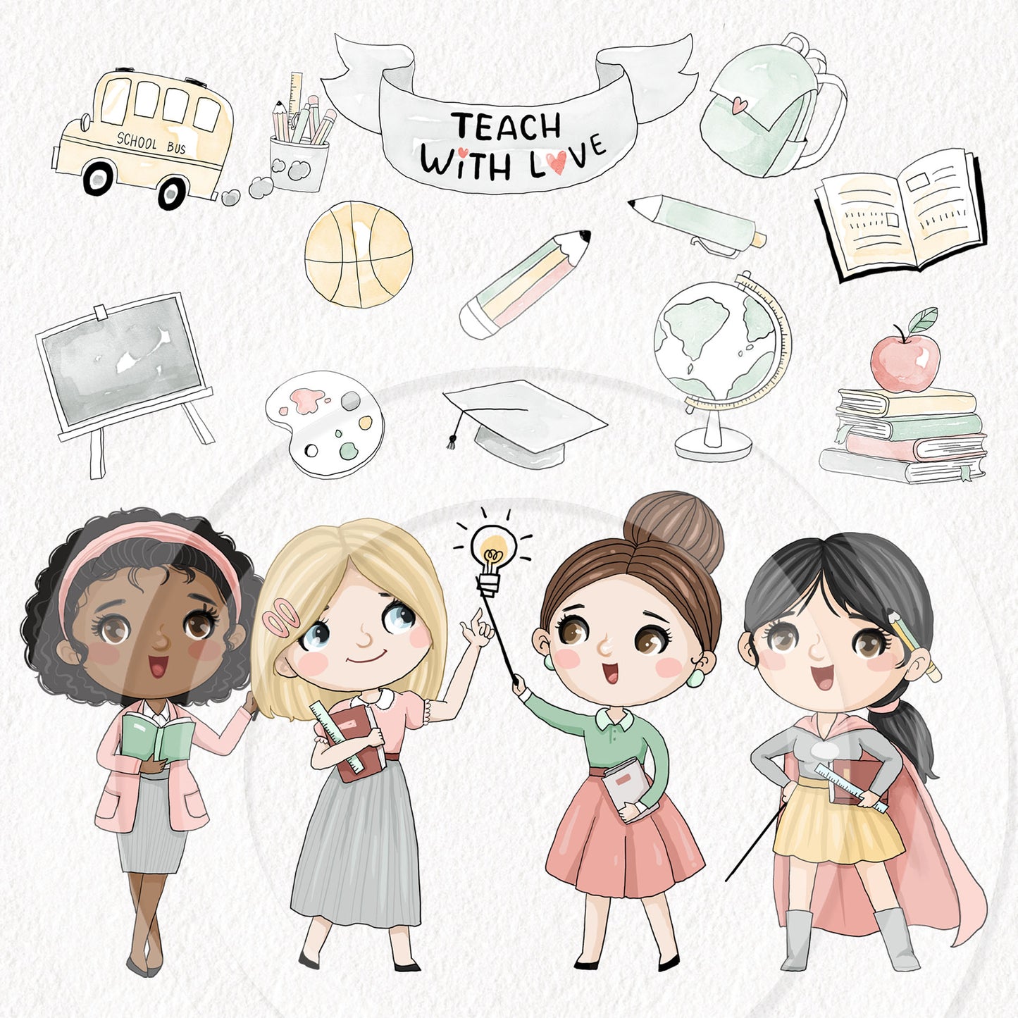 Teacher clipart, Back to school clipart, instant download PNG file - 300 dpi