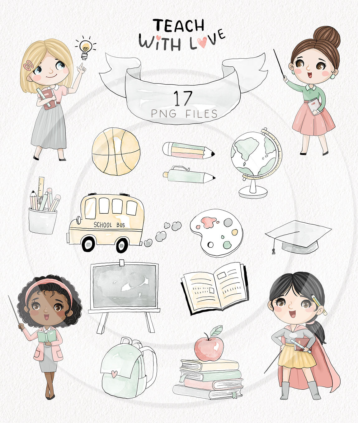 Teacher clipart, Back to school clipart, instant download PNG file - 300 dpi