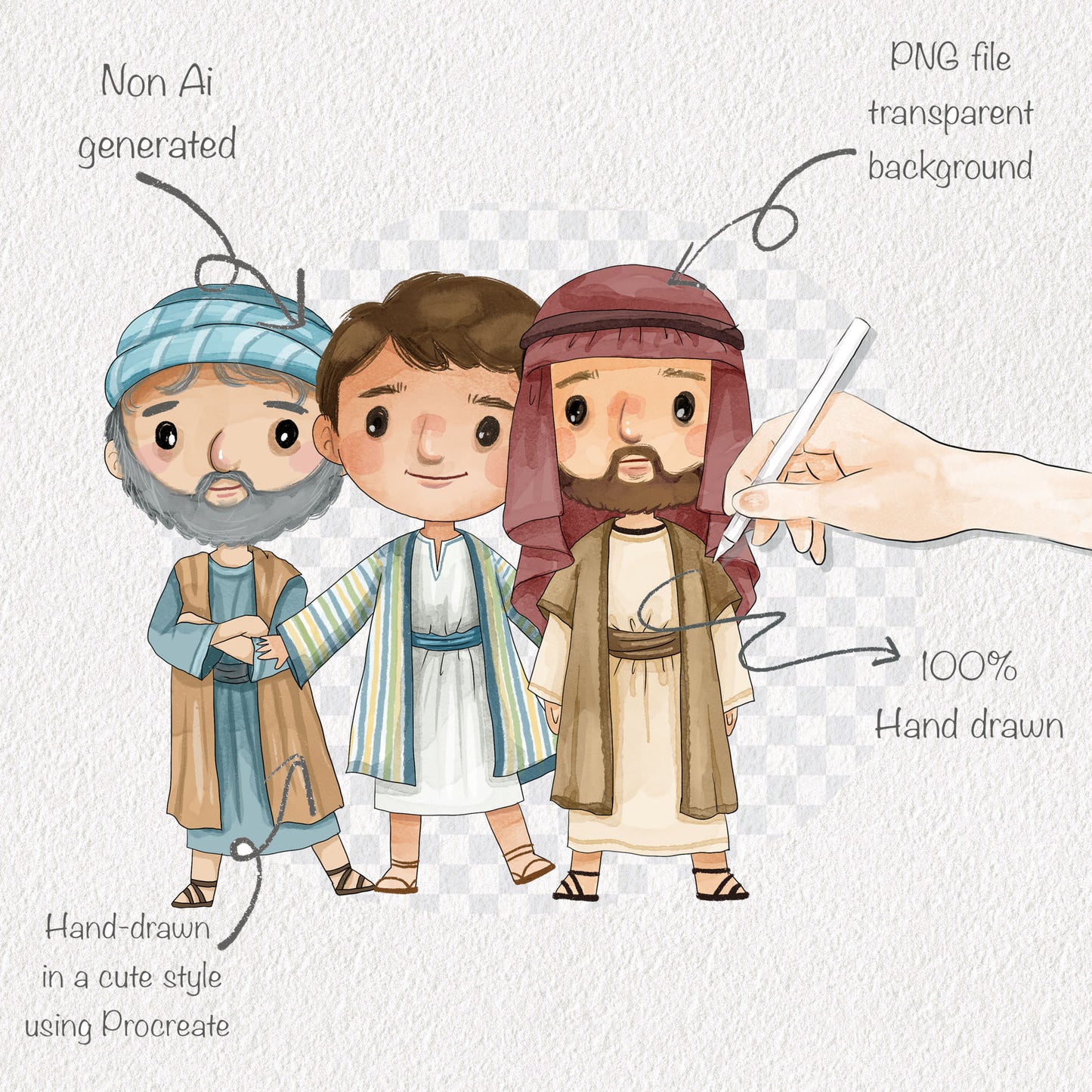 12 Sons of Jacob ClipArt, PNG files 300 dpi.