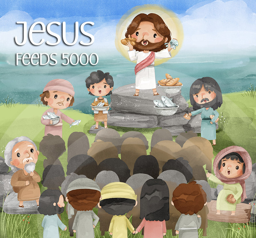 Jesus Feeds 5000 Clipart, Bible Characters Clipart PNG files 300 dpi.