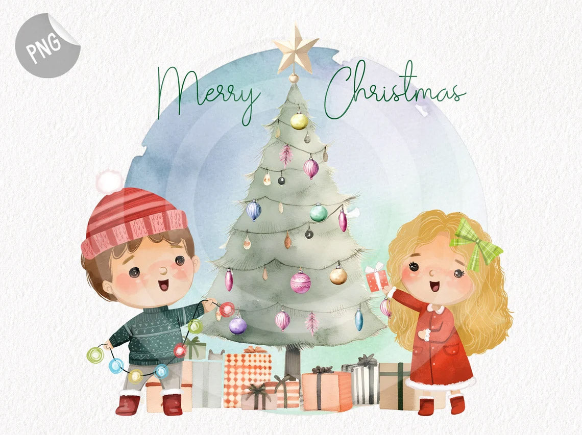 Christmas kids clipart instant download PNG file - 300 dpi