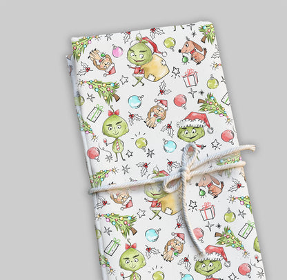 Green Christmas Hand Drawn ,doodle clipart, Seamless Pattern, instant download PNG file - 300 dpi (Copy)