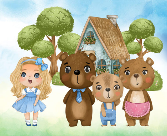 Goldilocks and The Three Bears clipart set PNG files.