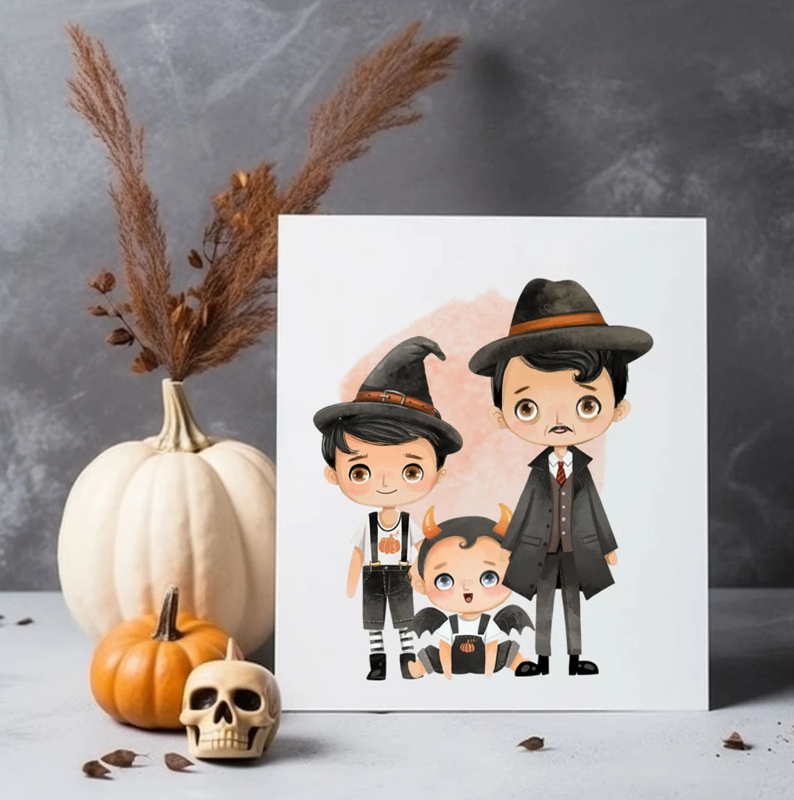 Cute Halloween Family clipart PNG files instant download PNG file - 300 dpi.