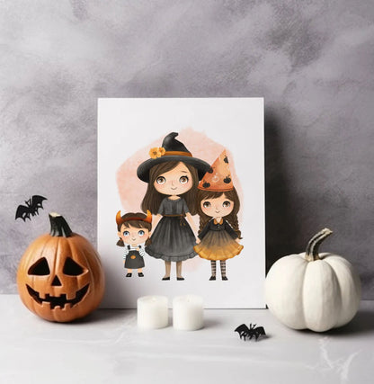 Cute Halloween Family clipart PNG files instant download PNG file - 300 dpi.