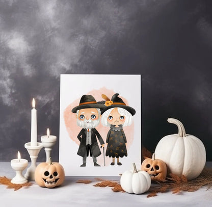 Cute Halloween Family clipart PNG files instant download PNG file - 300 dpi.