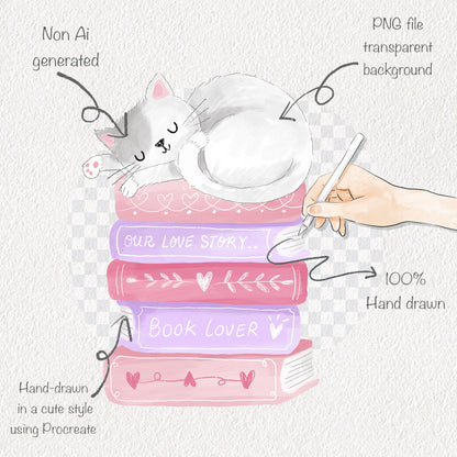 Valentine Bookish clipart, instant download PNG file - 300 dpi