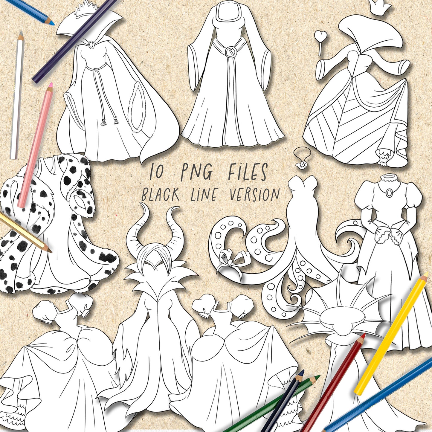 Villains dress clipart  instant download PNG file - 300 dpi