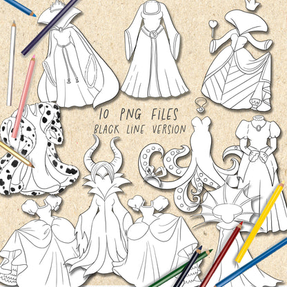 Villains dress clipart  instant download PNG file - 300 dpi