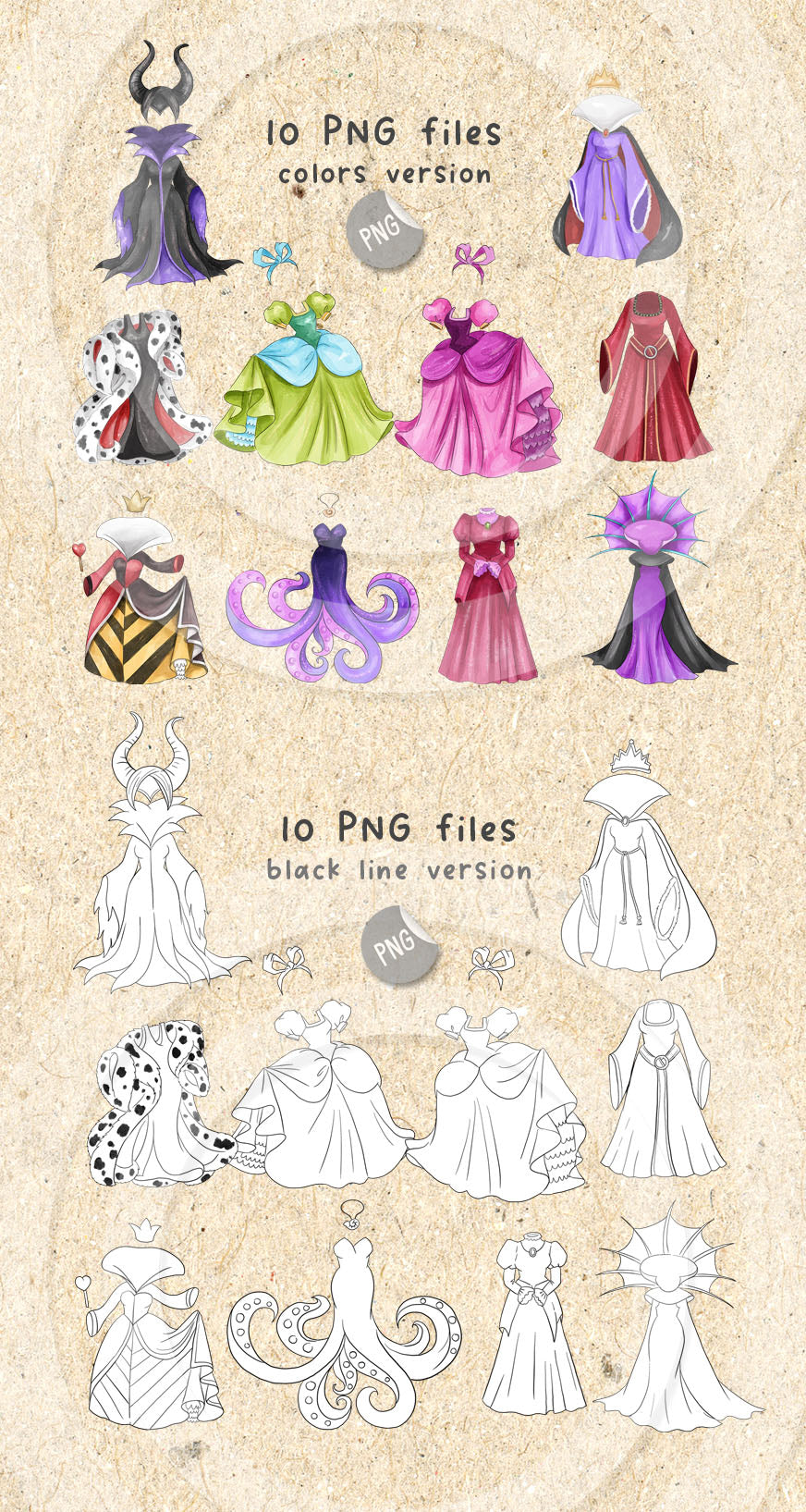 Villains dress clipart  instant download PNG file - 300 dpi