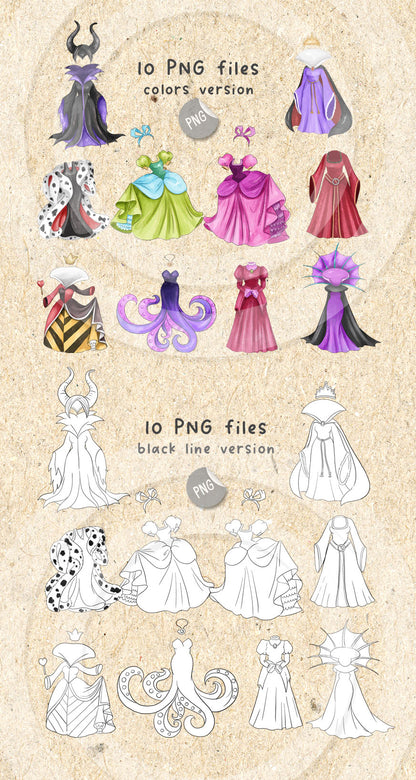 Villains dress clipart  instant download PNG file - 300 dpi