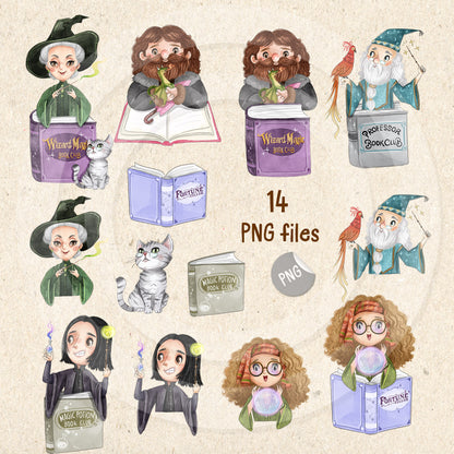 Books club story clipart set3, instant download PNG file - 300 dpi
