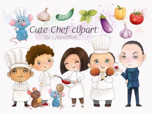 Cute little chef clipart instant download PNG file - 300 dpi