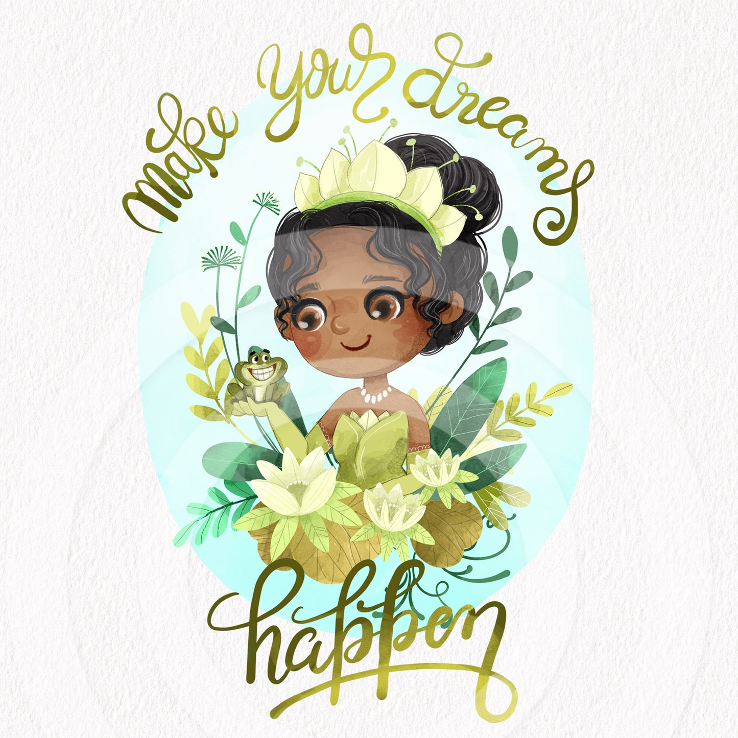 Make your dreams happen, cute princess clipart instant download PNG file - 300 dpi.