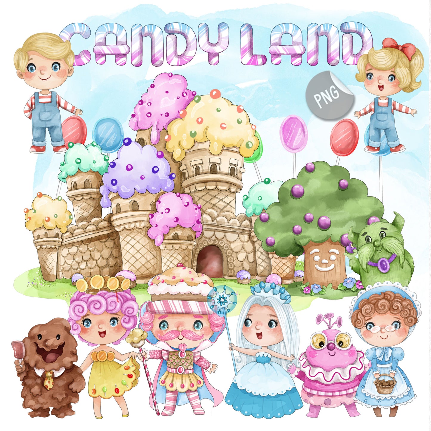 Candy world inspiration ClipArt instant download PNG file - 300 dpi