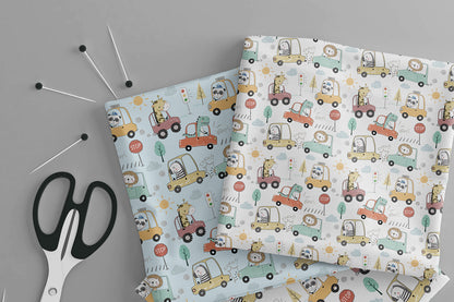 Animals car Seamless Pattern, instant download PNG file - 300 dpi