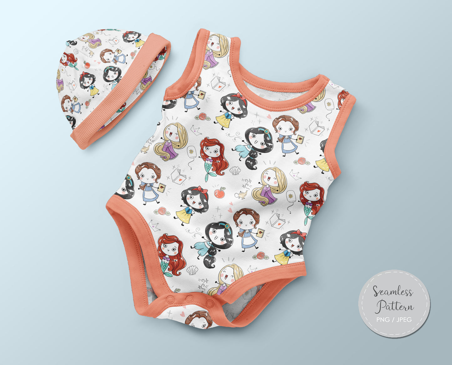 princess Seamless Pattern, instant download PNG file - 300 dpi