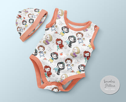 princess Seamless Pattern, instant download PNG file - 300 dpi