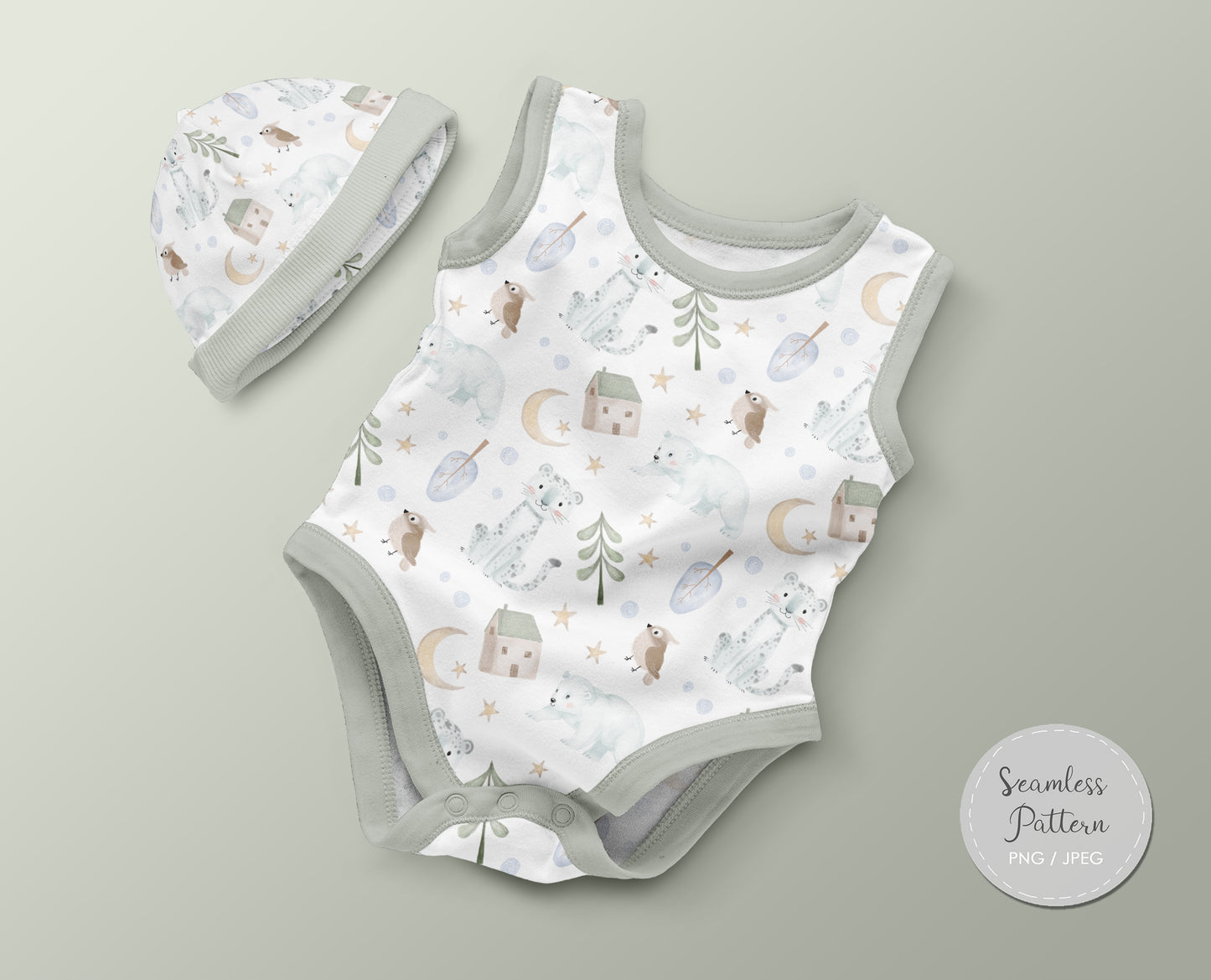 Winter Animals Seamless Pattern, instant download PNG file - 300 dpi