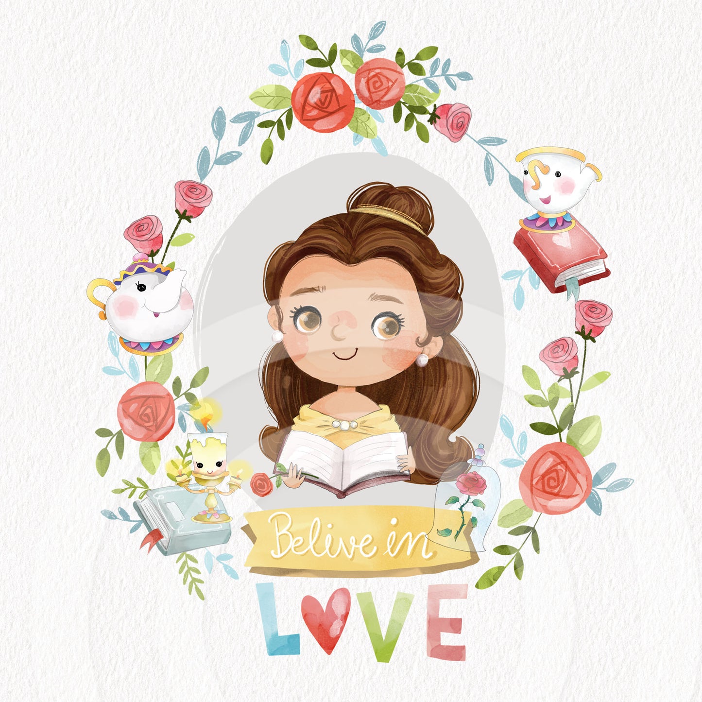 Believe in love cute girl clipart instant download PNG file - 300 dpi