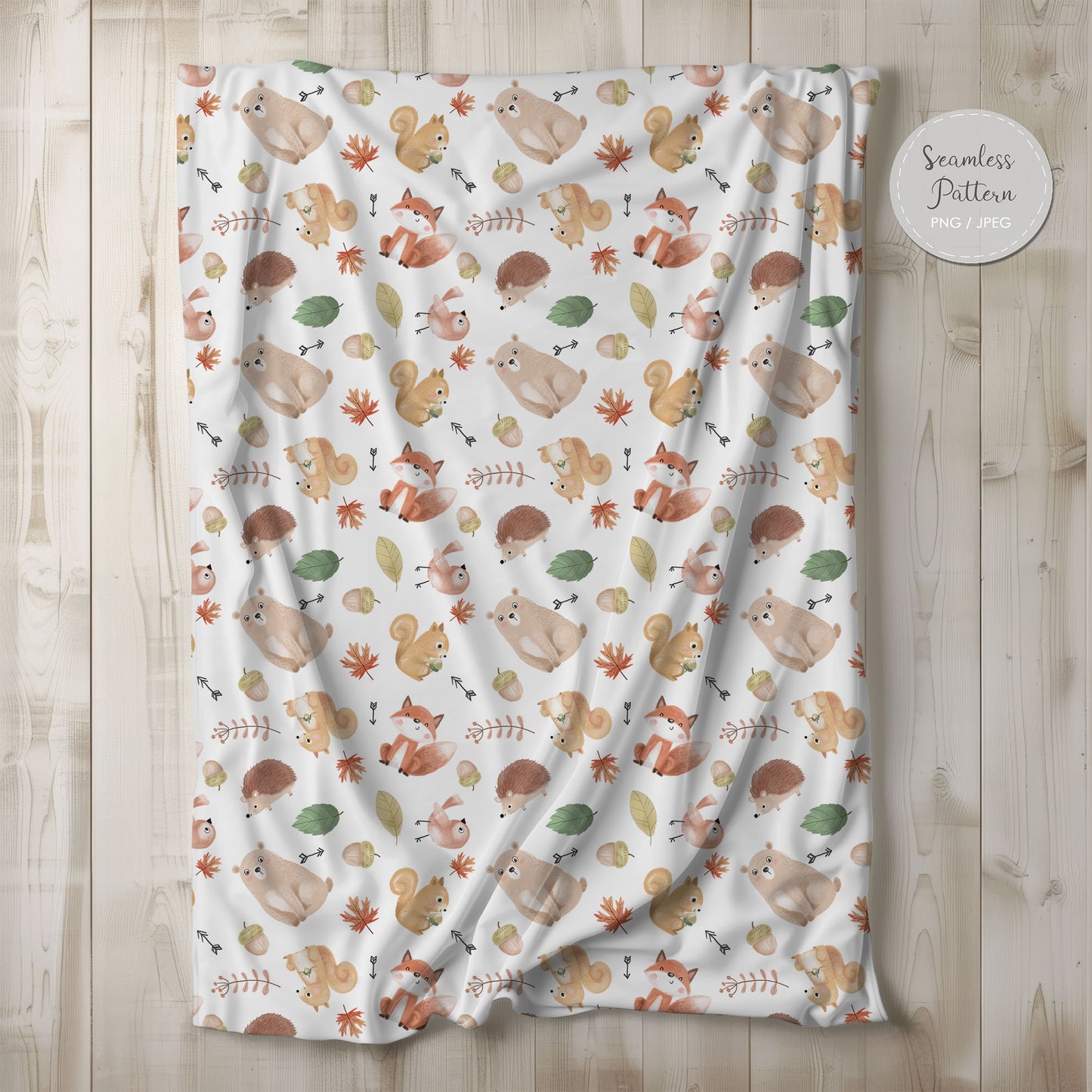 Animals Autumn Seamless Pattern, instant download PNG file - 300 dpi