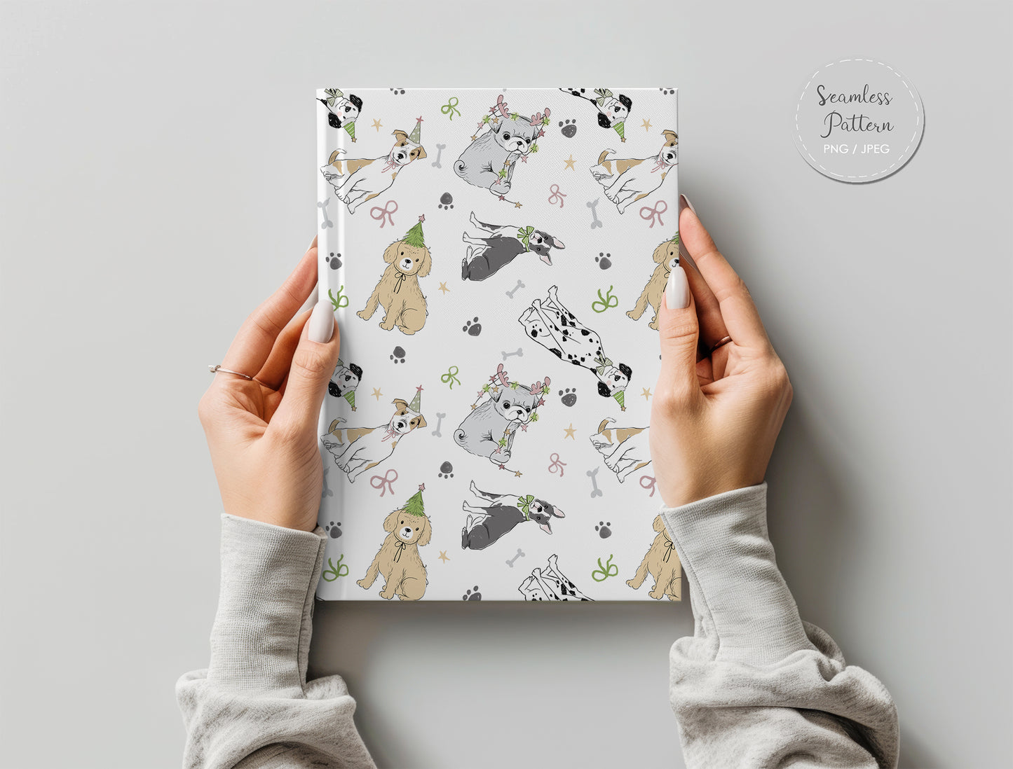 Dog Christmas seamless Pattern, instant download PNG file - 300 dpi