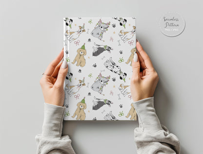 Dog Christmas seamless Pattern, instant download PNG file - 300 dpi