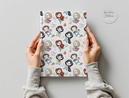 princess Seamless Pattern, instant download PNG file - 300 dpi
