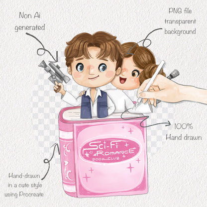 Books club story clipart set2, instant download PNG file - 300 dpi