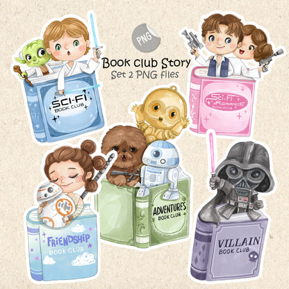 Books club story clipart set2, instant download PNG file - 300 dpi
