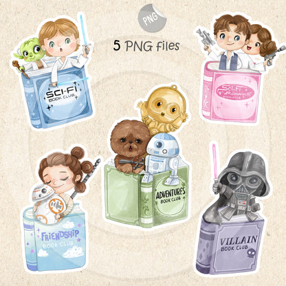 Books club story clipart set2, instant download PNG file - 300 dpi