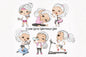 Cute girls workout clipart instant download PNG file - 300 dpi