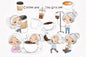 Cute girls coffee and tea owner clipart instant download PNG file - 300 dpi