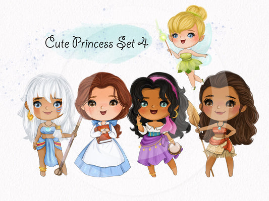 Cute Princess set4 clipart instant download PNG file - 300 dpi