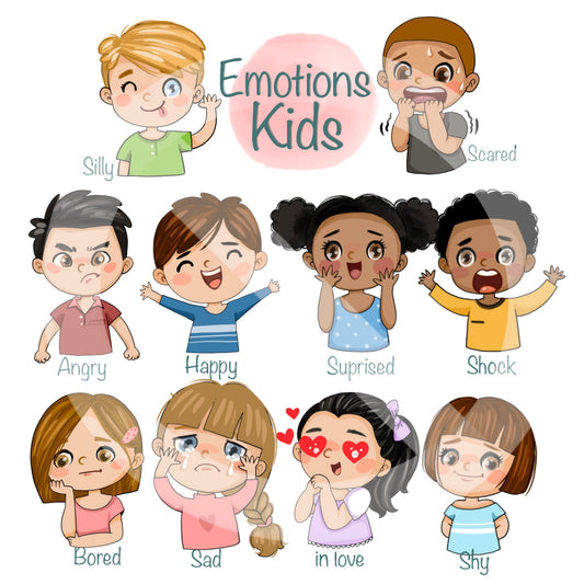 Emotions kids clipart, instant download PNG file - 300 dpi