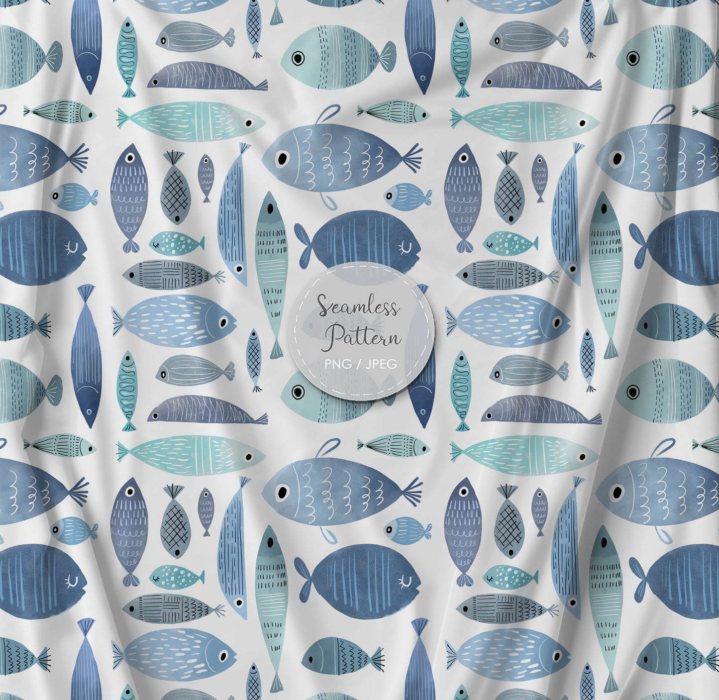 fish Seamless Pattern, instant download PNG file - 300 dpi