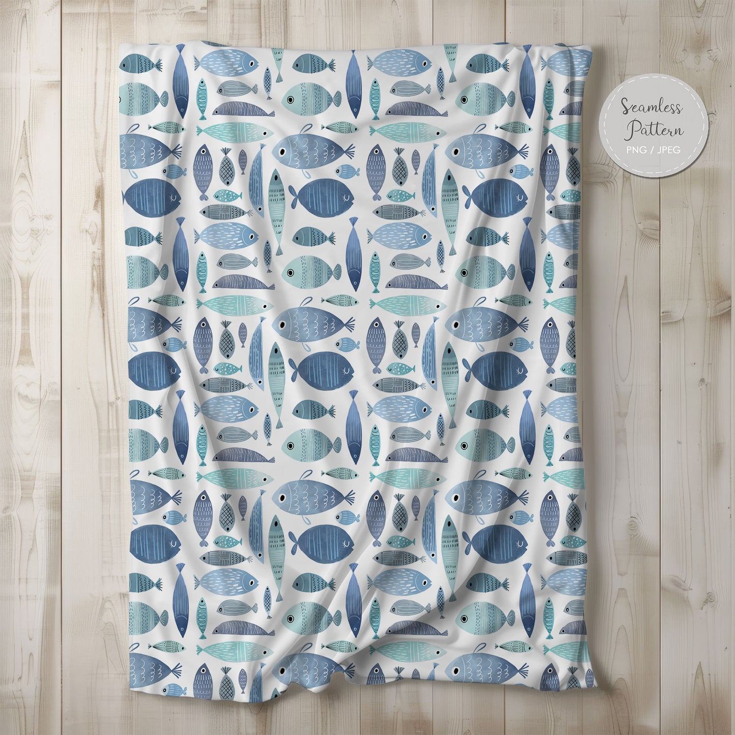 fish Seamless Pattern, instant download PNG file - 300 dpi